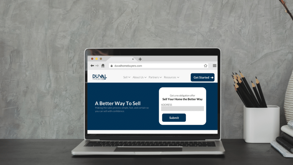 A computer with the Duval Home Buyers Website